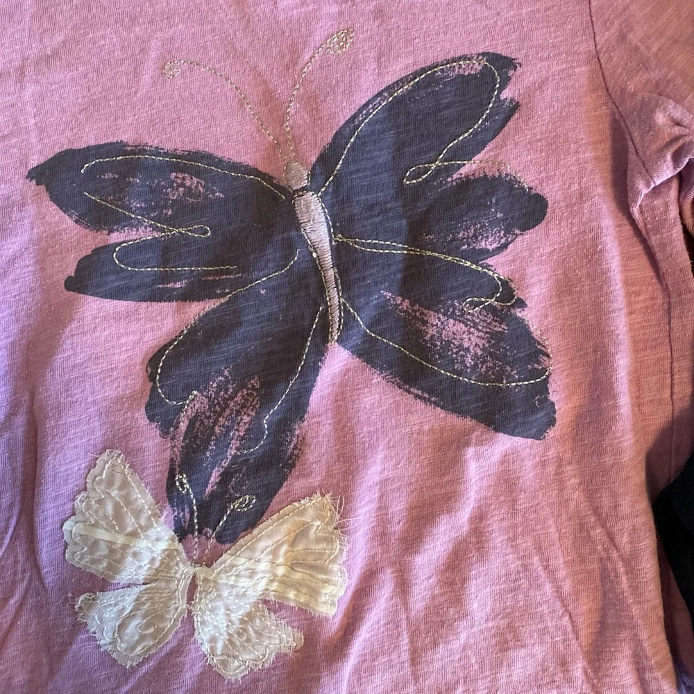 Gap Outfit purple long sleeve butterfly shirt pull on jeans size 4T